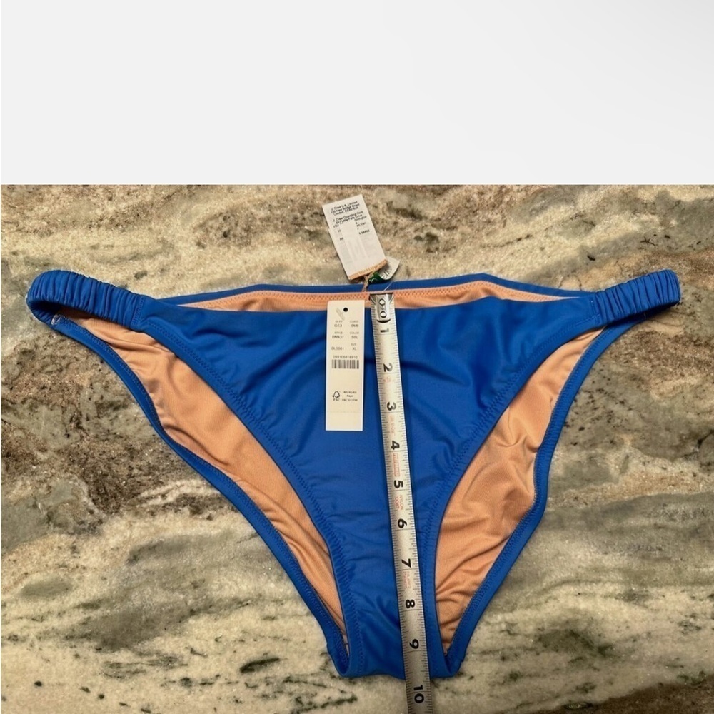 J Crew Bikini Bottom Ribbed Trim Blue Sting Hipster Sexy Cheeky Beachy Lined - Picture 5 of 7